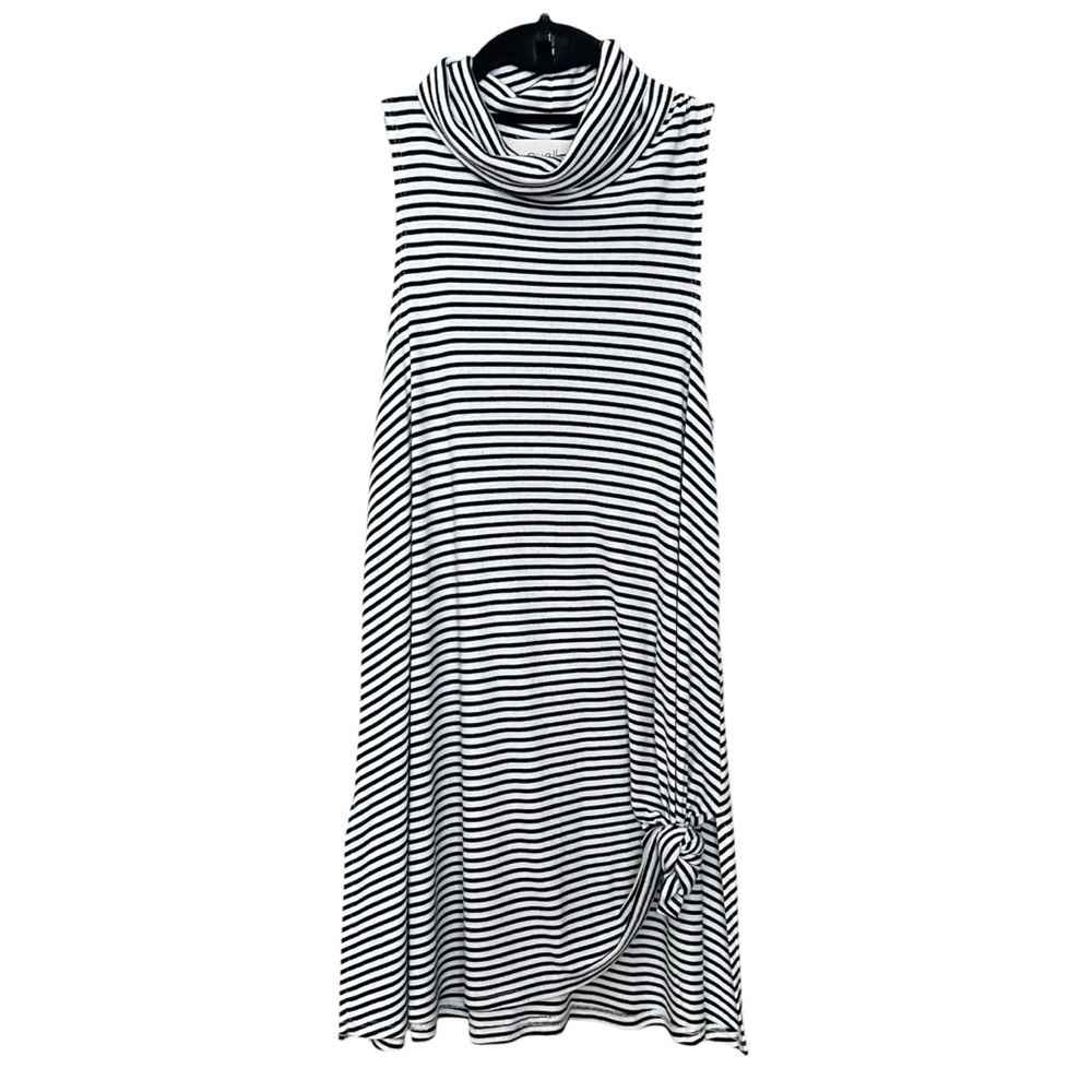 Anthropologie Puella Turtleneck Swing Tank Womens Medium Black White Striped